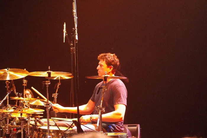 Steve Joslin playing an amplified car door as percussion
