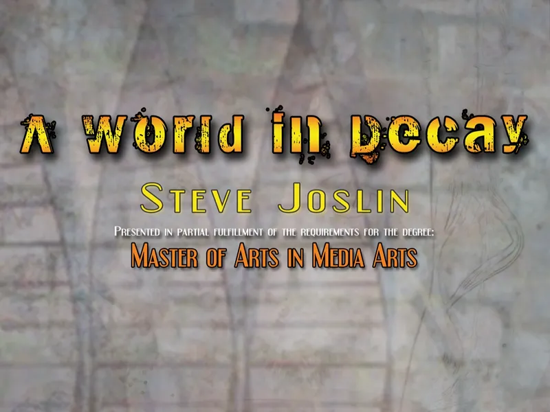 A World in Decay show poster with weathered lettering
